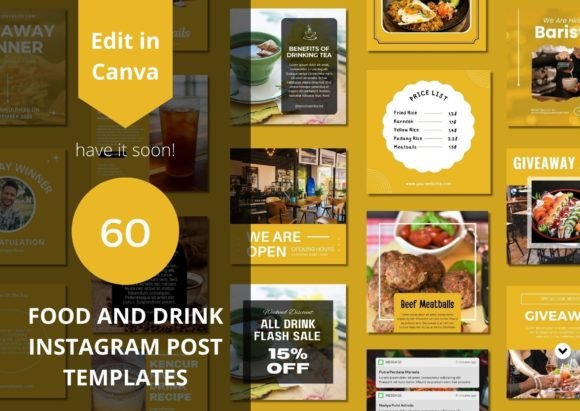 60 Food and Drink Social Media Templates