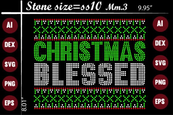 Blessed Christmas Rhinestone Templates: Festive Sparkle