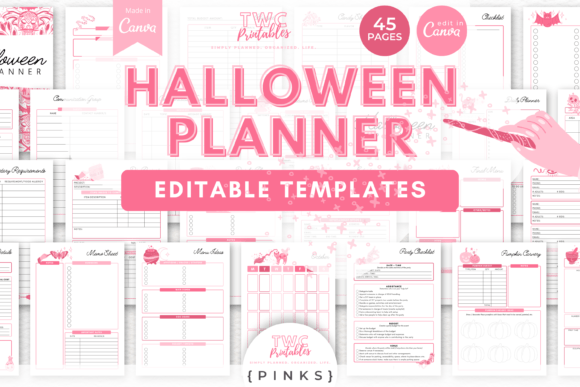 Halloween Planner Canva Templates |PINKS: A Modern Approach to Party Planning