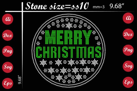 Merry Christmas Rhinestone Templates: Instant Download for Festive Projects